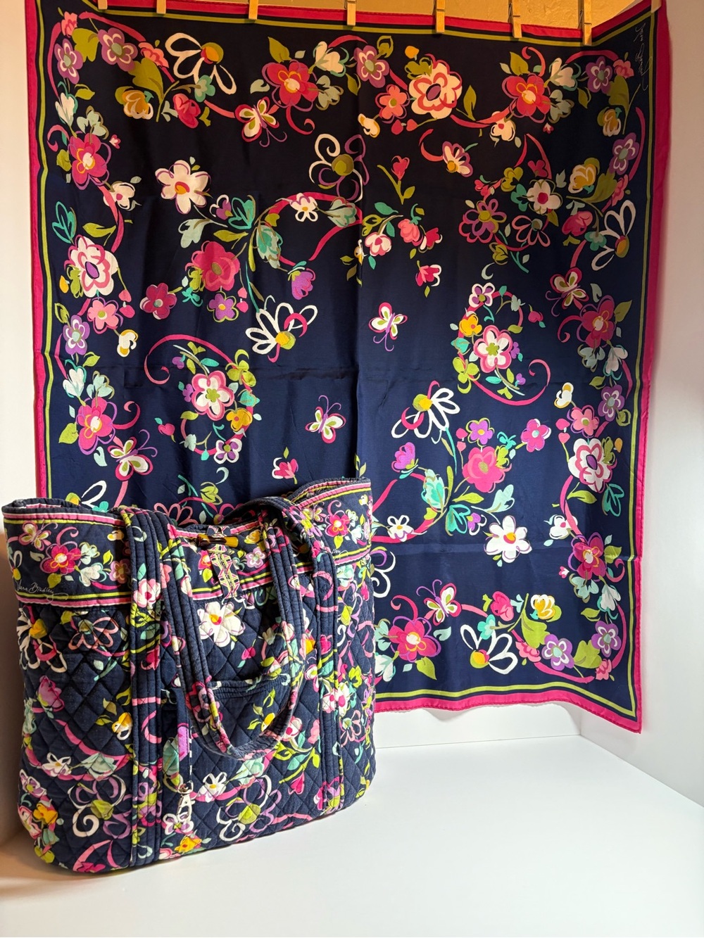 Vera Bradley “Ribbons” Breast Cancer Awareness (2012) Silk Scarf & Tote